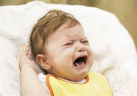 Screaming Crying Baby In A Highchair Stock Image Image Of Crying