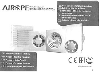 Airope Ac Mm Ventilateur Extracteur D Air Avec Clapet Anti Retour