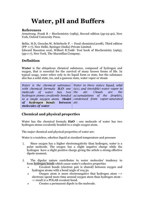 SOLUTION Water Ph And Buffers Studypool