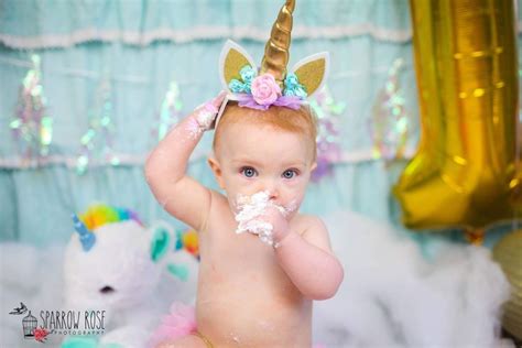 Pin On One Year Old Unicorn Smash Cake Photo Shoot Cake Smash Photos