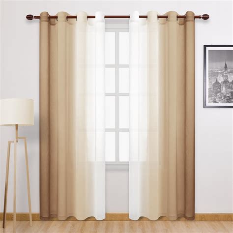 Amazon DWCN Ombre Faux Linen Extra Long Sheer Curtains Semi