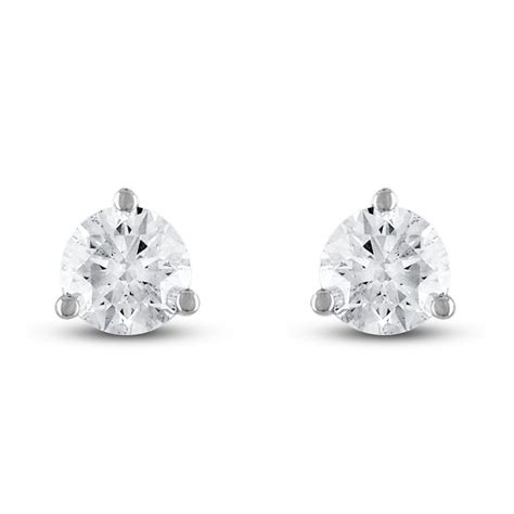 Certified Diamond Solitaire Earrings 1 Ct Tw Round 18k White Gold Si2 I Jared