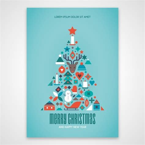 Free Vector Christmas Poster Template With Colorful Geometric Shapes