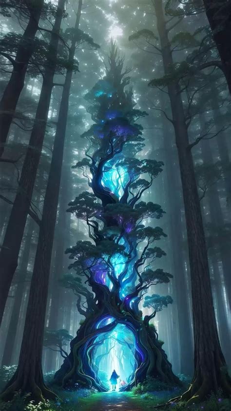 Magic Tree Live Anime Wallpaper in 2024 | Fantasy landscape, Dark ...