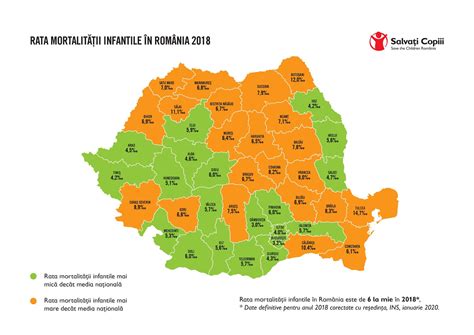 Care este rata mortalității infantile în Bistrița Năsăud Harta pe județe