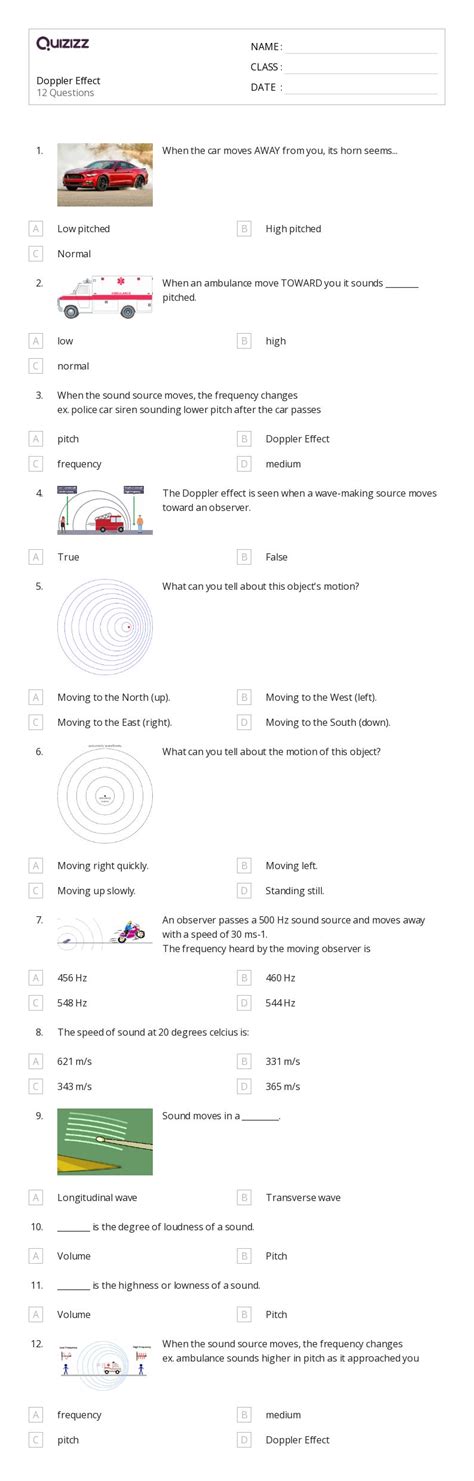 Doppler Effect Worksheets For Th Grade On Quizizz Free Printable