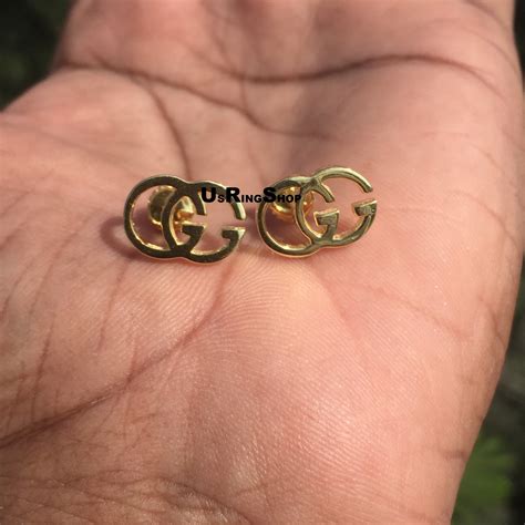 Gucci Running Gg Tissue Earring In 14k Yellow Gold Finish Etsy