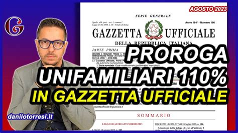 PROROGA SUPERBONUS Unifamiliari 110 In Gazzetta Ufficiale DL 104 2023