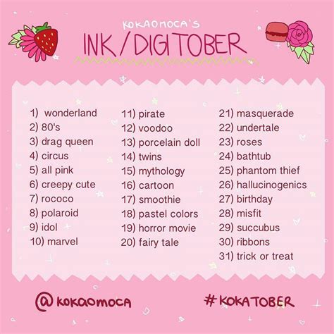 Ink Digitober Creative Drawing Prompts Drawing Challenge 30 Day Art