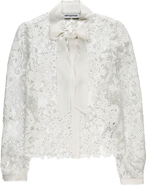 Self Portrait Lace Pussy Bow Shirt ShopStyle Tops