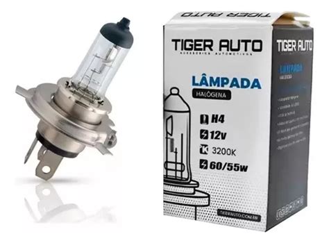 Kit 6 Lâmpada H4 12v 60 55w Automotiva Halógena Tiger Auto