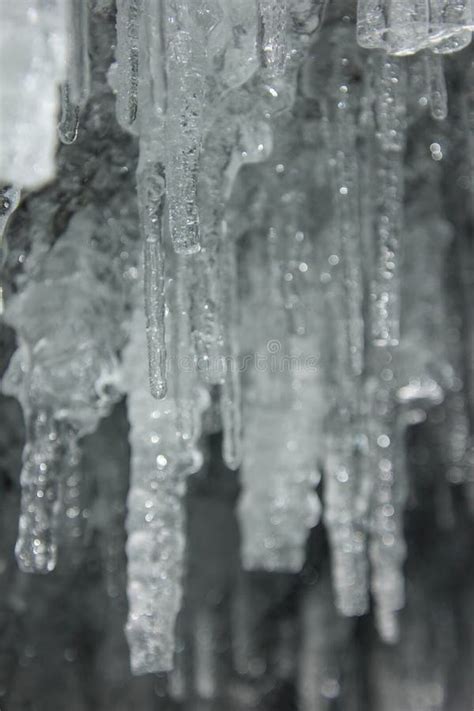 Panorama Of Hanging Icicle Icicle Stalactite Hanging Inside The Rocky