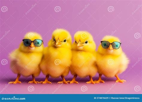 Three Cute Chicken Chicks Wearing Sunglasses Representing A Fun And Playful Image Ai Generated