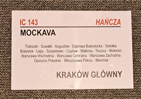 Ic Ha Cza Tablica Relacyjna Pkp Intercity Warszawa Bia O Ka Olx Pl