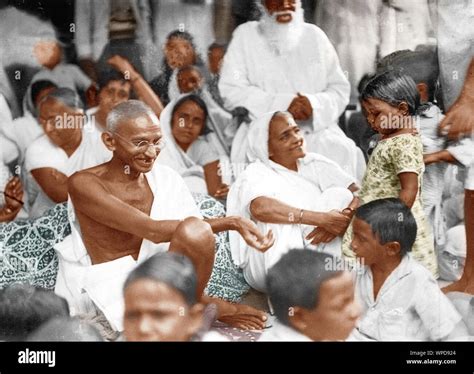 Mahatma and Kasturba Gandhi with Harijan children, Kathiawad, India, Asia, July 1, 1934 Stock ...