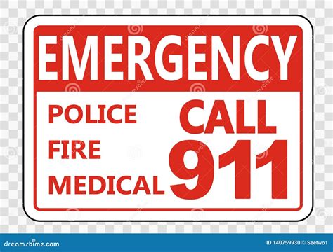 Symbol Emergency Call 911 Sign on Transparent Background Stock Vector ...