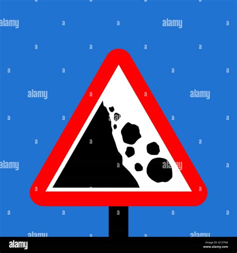 Warning Triangle Falling Or Fallen Rocks Sign Stock Photo Alamy