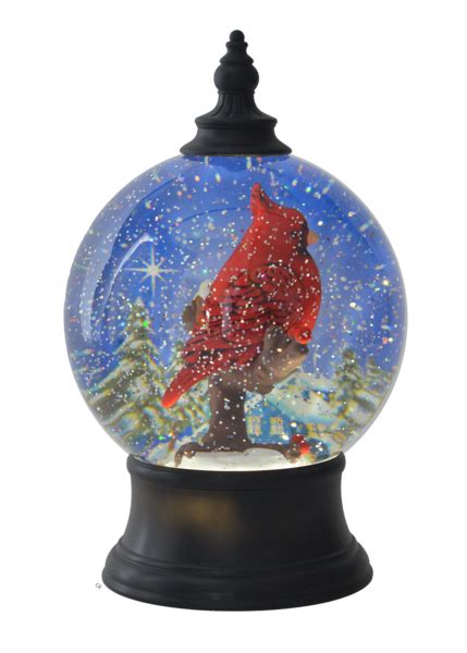 led light  rotating shimmer cardinal globe  country christmas loft