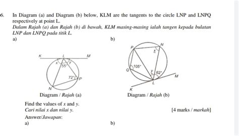 Solved In Diagram A And Diagram B Below Klm Are The Tangents