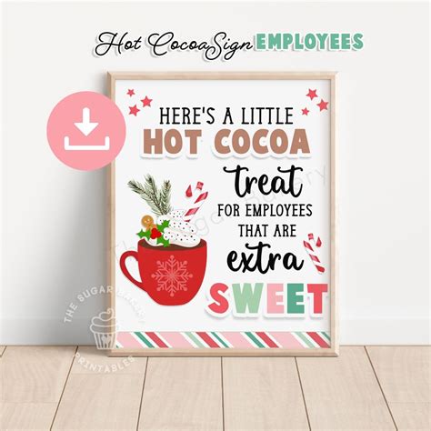 Printable Hot Cocoa Sign For Employees Christmas Hot Cocoa Sign