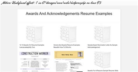 Awards And Acknowledgements Resume Examples