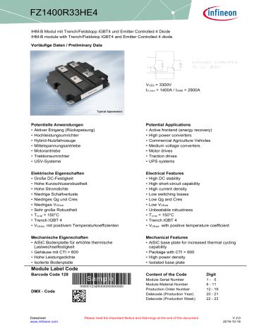 Infineon FZ1400R33HE4 IGBT Module Datenblatt Manualzz