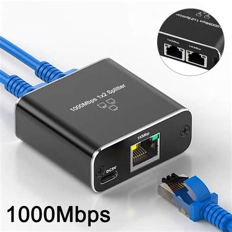 Zgby Ethernet Splitter 1 To 2 High Speed 1000mbps Rj45 Lan Splitter Cat 5 5e 6 7 8