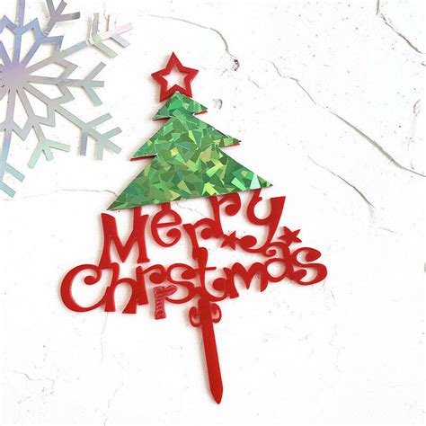 Merry Christmas Acrylic Cake Topper Cake Decoration Gold Silver