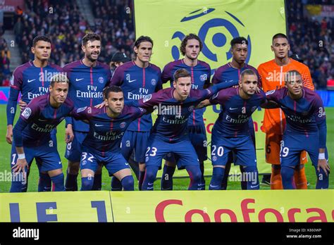 PSG team line up before the French Ligue 1 soccer match between Paris ...