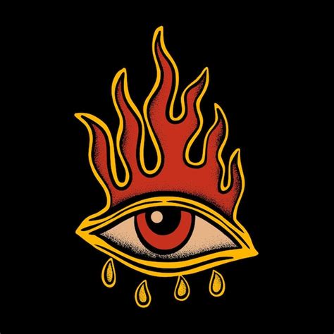 Premium Vector Eye Fire Art Illustration Hand Drawn Style Premium