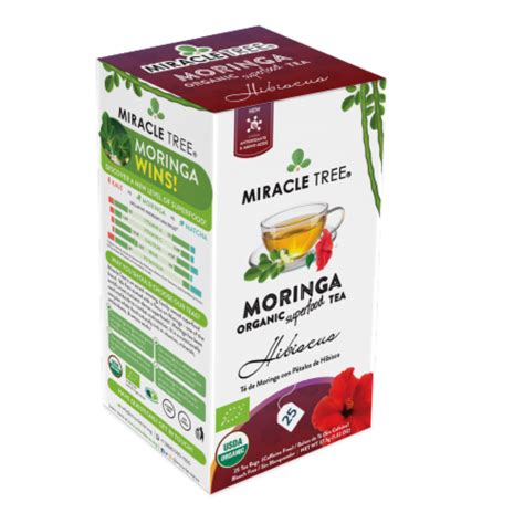 Miracle Tree Organic Moringa Superfood Tea Hibiscus Tea Bags