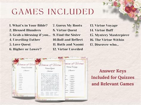 Printable Womens Ministry Bible Game Bundle Christian Fellowship