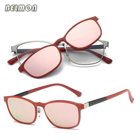 Belmon Spectacle Frame Men Women Eyeglasses With Polarized Clip On