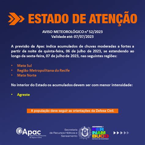 Apac Alerta Para Chuvas Moderadas A Fortes Em Regiões De Pernambuco