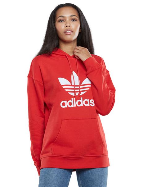 Adidas Originals Womens Trefoil Hoodie Red Life Style Sports Ie