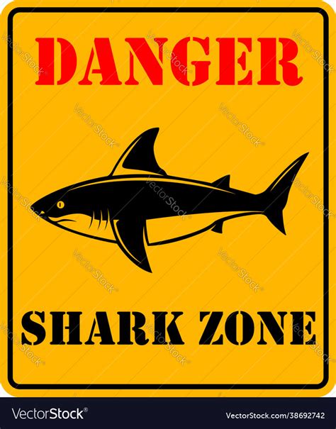 Danger Shark Zone Sign Royalty Free Vector Image