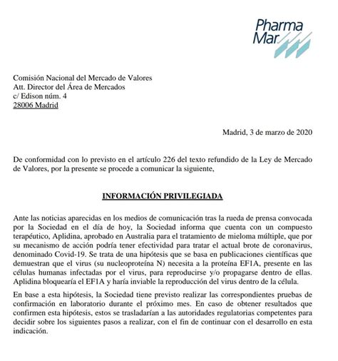 Pharma Jonpi On Twitter Covid De Marzo Pharmamar Ya Comunico