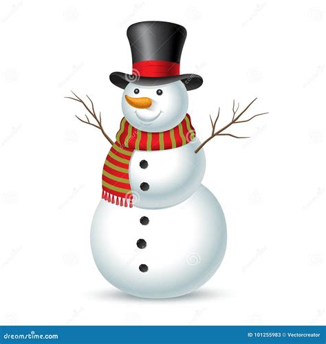 Christmas Snowman Vector Illustration Stock Vector Illustration Of