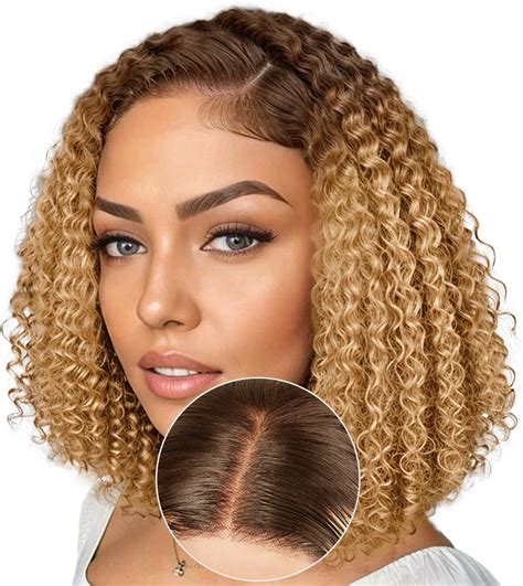 Amazon Beahost Honey Blonde Curly Bob Lace Front Wig 13X4 T5 27