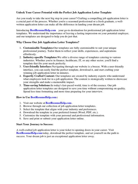 job application letter template   resume job interview