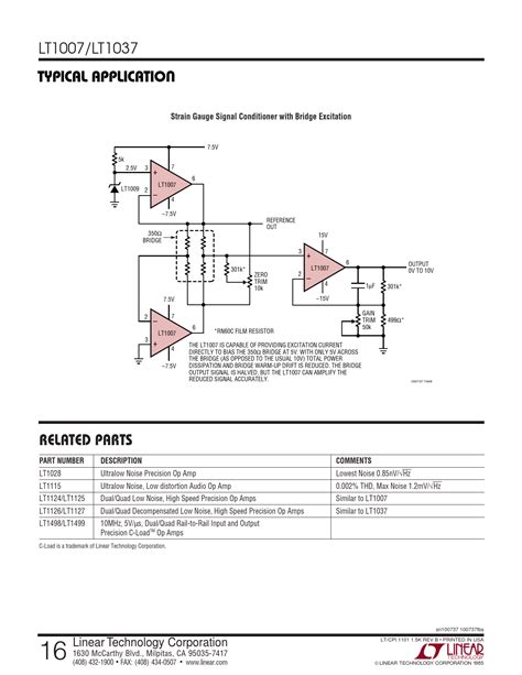 Typical Applicatio Strain Gauge Signal Conditioner With Bridge Excitation Related Parts Part