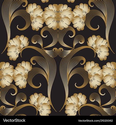 Floral Damask D Seamless Pattern Royalty Free Vector Image