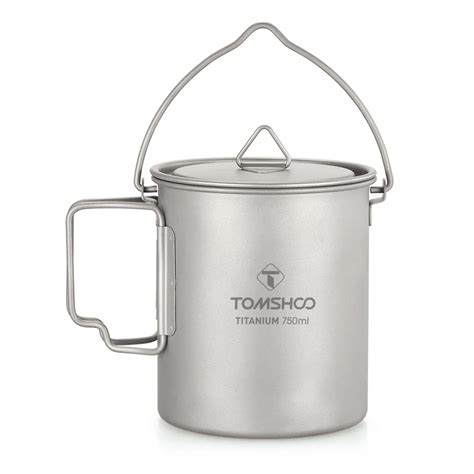 TOMSHOO Taza De Agua De Titanio Port Til Ultraligera Con Tapa Y Mango