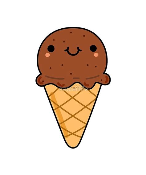 Kawaii Chocolate Ice Cream Cone Drawing