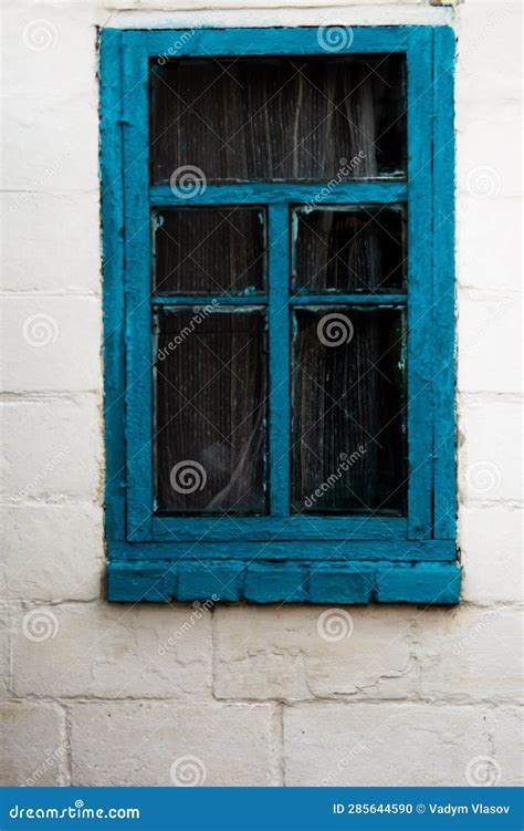 Old blue window frame stock photo. Image of number, blue - 285644590