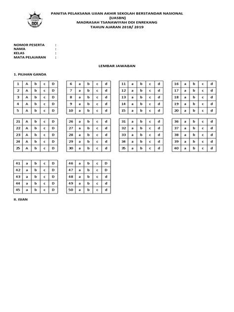 Lembar Jawaban Uas Pdf