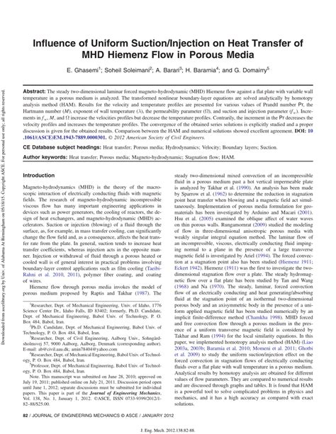 PDF Influence Of Uniform Suction Injection On Heat Transfer Of MHD