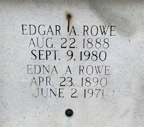 Edgar Allen Rowe M Morial Find A Grave