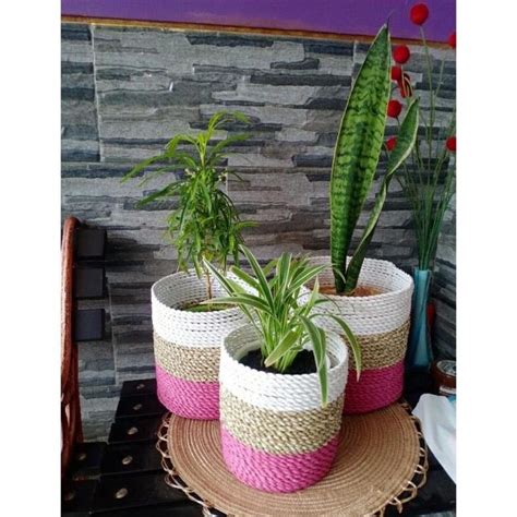 Jual Keranjang Mendong Anyaman Seagrass Pandan Laut Pot Tanaman Pot