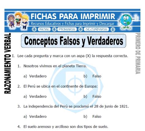 Razonamiento Verbal Para Primero De Primaria Fichas GRATIS